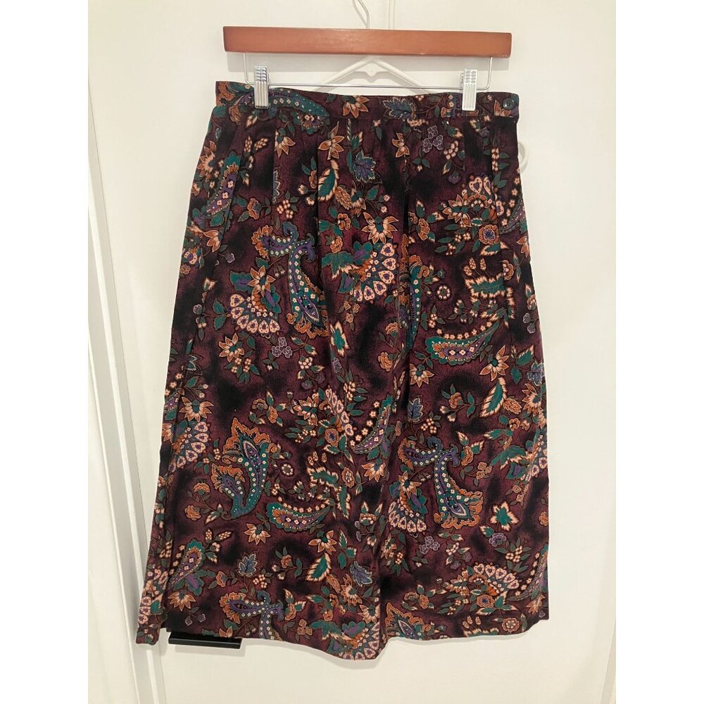 F.A. Chatta Women's Vintage 80's Floral Maxi Skirt, Purple Multi, Size 14